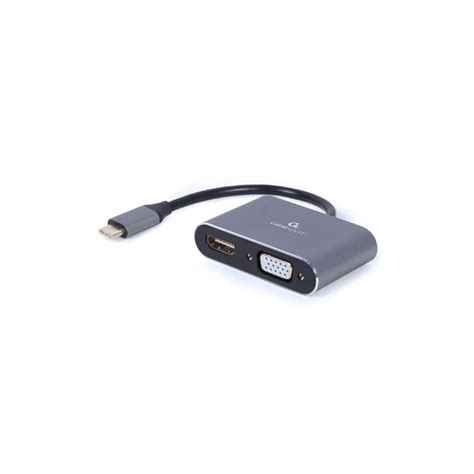 Переходник USB C to HDMI VGA 4К 30Hz Cablexpert A USB3C HDMIVGA 01