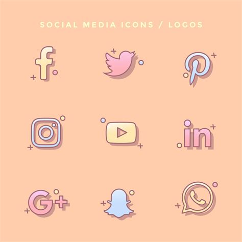 cute social media icon cartoon illustration set 16680392 Vector Art at