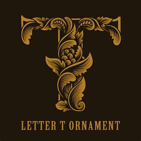 Style D Ornement Vintage Logo Lettre T Vecteur Premium