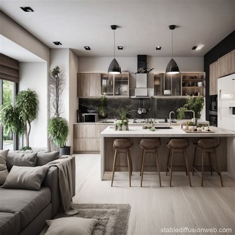 Cozy 4x5 Meter Kitchen Living Room Design | Stable Diffusion Online