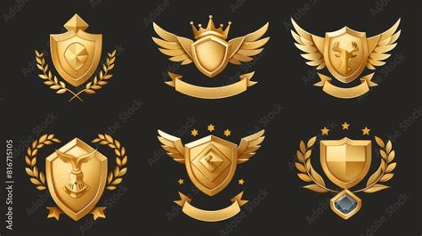 Cartoon Modern Set Of Game Award Badges Level Ui Icons Isolated Bonus