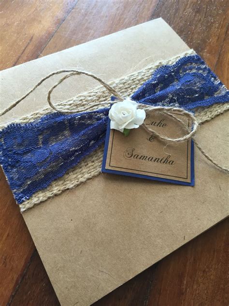 Rustic Navy Blue Wedding Invitations