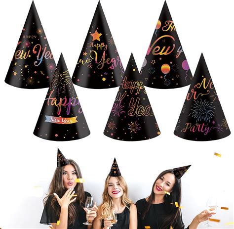 Glodecart 12pcs New Year Party Hats Disposable Paper Cone