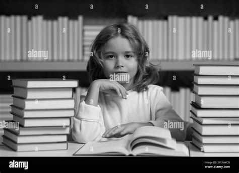 Back To School Child Reading Book In A Book Store Or School Library