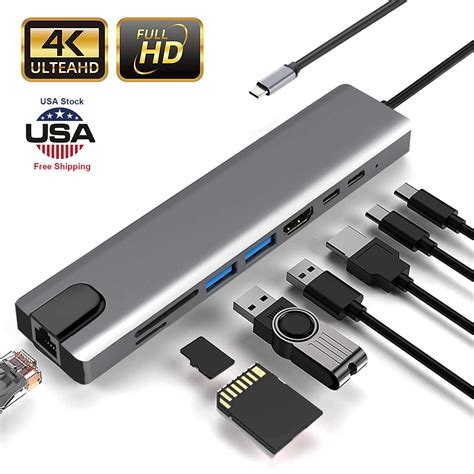 In K Multiport Type C To Usb C Hdmi Hub Rj Adapter Usb Cable