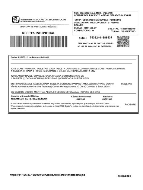 Receta Médica IMSS 2025 Editable | PDF | Drogas