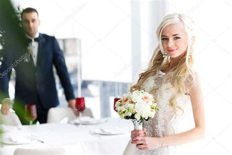 Brunette Groom And Blonde Bride Stock Photo Ivash 86707298