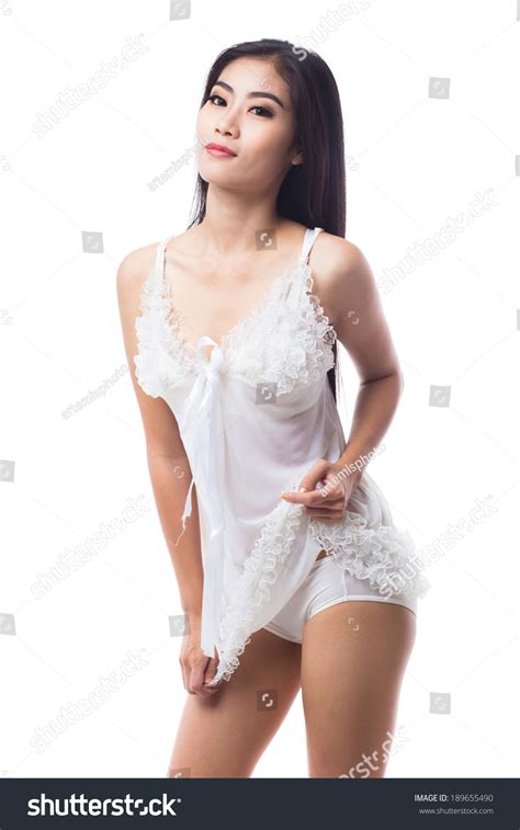 Sexy Asian Woman White Lingerie See Stock Photo 189655490 Shutterstock