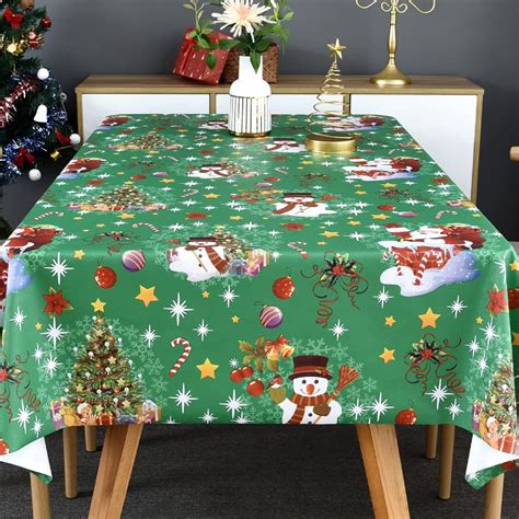 Amazon TruDelve Plastic Christmas Tablecloth Square Green Vinyl