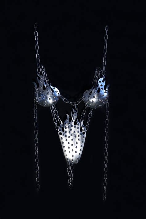 Metal Spiked Flame Armor Chain Bikini Etsy
