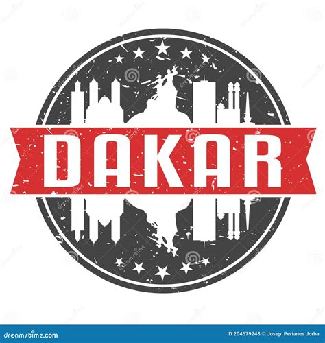 Dakar Senegal Round Travel Stamp. Icon Skyline City Design. Seal