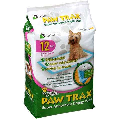 Richell? Paw Trax? Super Absorbent Doggy Pads 12 ct Pack - Walmart.com - Walmart.com