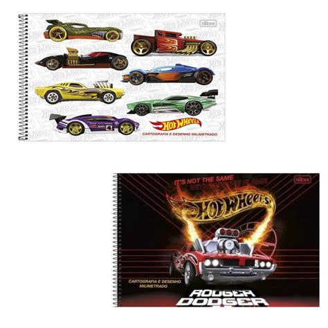 Caderno De Cartografia E Desenho Espiral Hot Wheels Tilibra Folhas Shopee Brasil