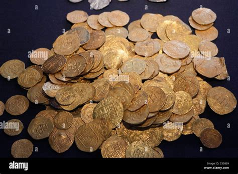 Gold Coins From The Wreck Of The Spanish Armada Galleon La Girona Stock
