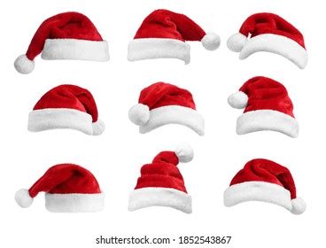 Realistic Christmas Santa Claus Red Hats Stock Vector Royalty Free