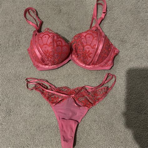Ann Summers Lingerie Set Lace Pink And Red Bra Depop