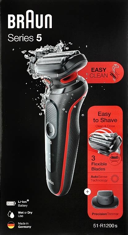 Электрическая бритва, черная/красная - Braun Series 5 51-R1200s: купить ...