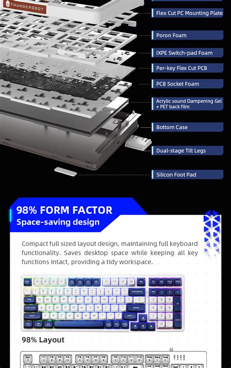 Thunderobot K Series Gasket Mount Mechanical Keyboard Hot Swappable Rgb Backlight Wired G