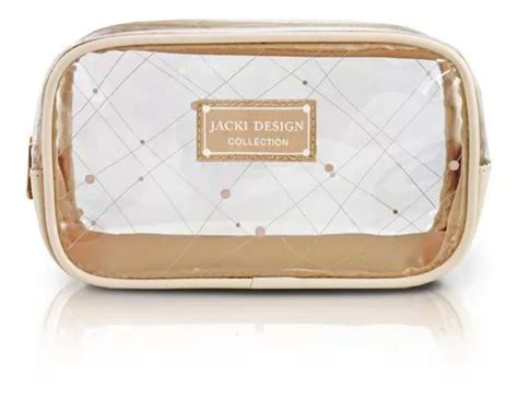 Necessaire Bolsinha Transparente Feminina Quadrada Jacki Cor Nude Parcelamento Sem Juros