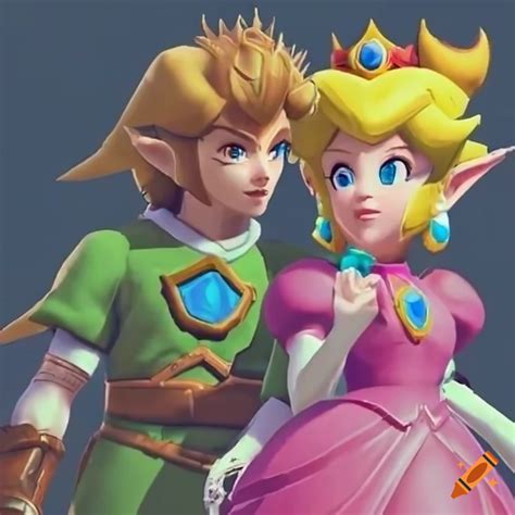 Link And Princess Peach In Each Other S Outfits In Detailed Art On Craiyon