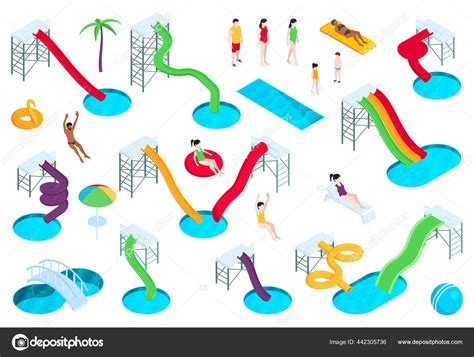 Aqua Park Isometric Composition Stock Vector By ©macrovector 442305736