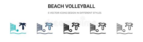 Beach Volleyball Icon In Filled Thin Line Outline And Stroke Style