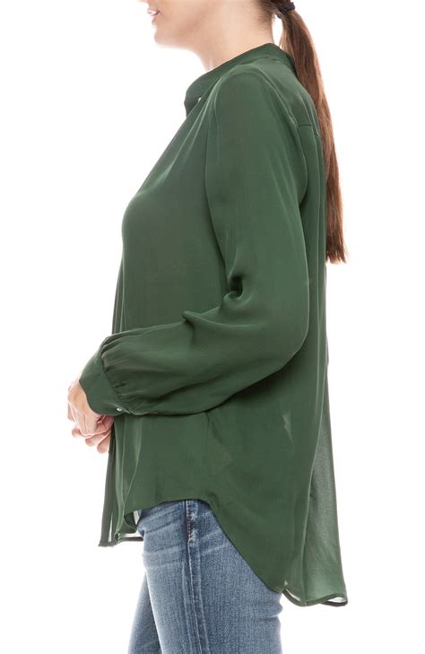 Lagence Bianca Band Collar Blouse Green Garmentory