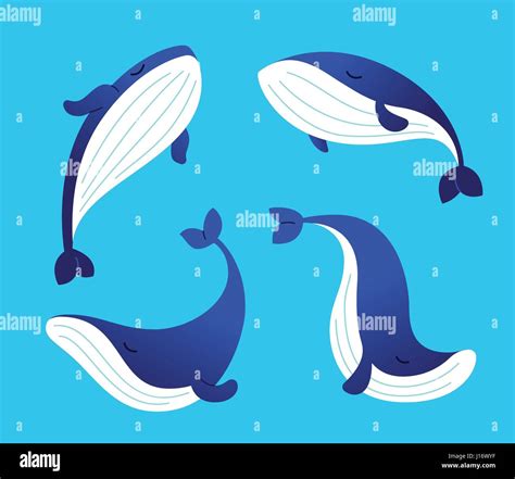 Whale Modern Vector Set Of Flat Illustrations Stock Vector Image