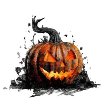 Scary Jack O Lantern Vector Sticker Clipart Cartoon Pumpkin With Teeth