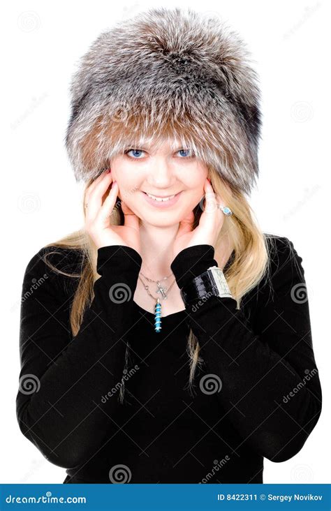 Blonde Russische Vrouw In Bonthoed Stock Afbeelding Image Of Russisch Koude