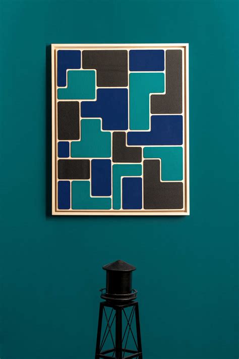 The Swimming Pool Geometric Wall Art In Wood And Leather By Atelier C