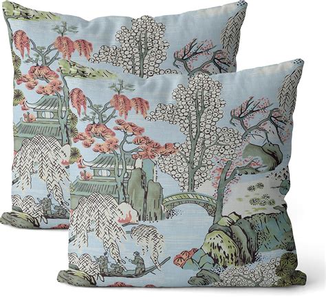 Wsunsal Chinoiserie Pillow Covers 18x18 Inch Set Of 2