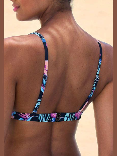 Haut de bikini triangle imprimé effet de couleur différent pour chaque pièce