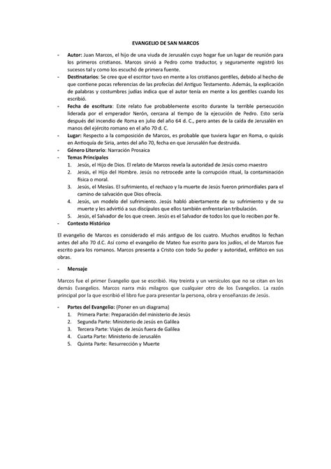 Evangelio DE SAN Marcos - Feria de la Biblia - EVANGELIO DE SAN MARCOS