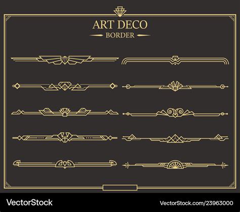 Set Of Art Deco Gold Calligraphic Page Dividers Vector Image