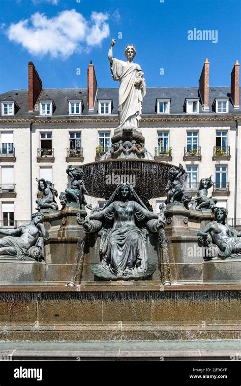 Nantes Beautiful City In France Fountain Place Royale In The