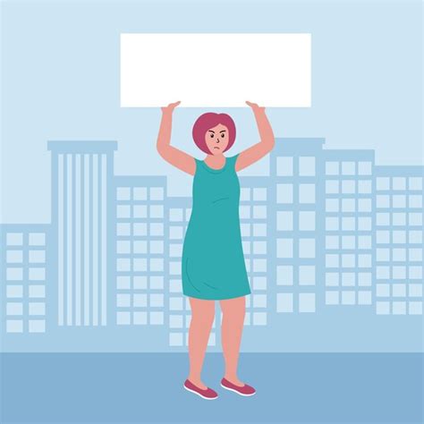 Premium Vector Woman Protesting Single Protest Outdoors With Placard