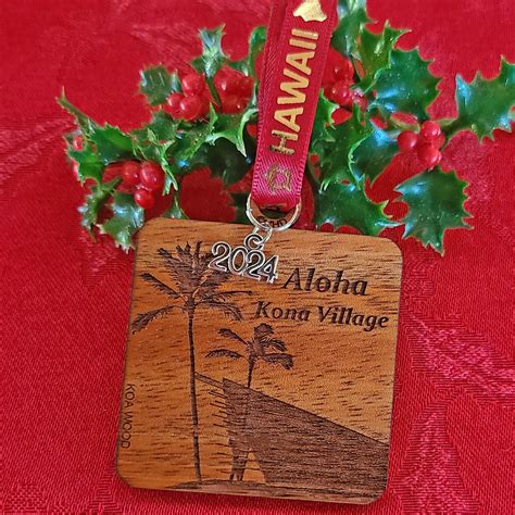 Kona Village Resort Legacy Logo Ornament Koa Wood Made In Hawaii