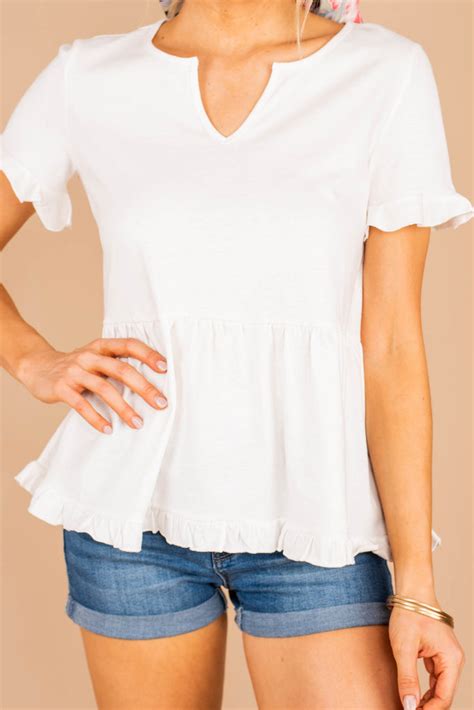 Casual Cute White Babydoll Top Peplum Top The Mint Julep Boutique