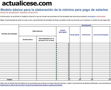 Nómina Modelos Y Formatos