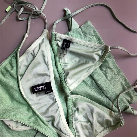 Triangl Green Sparkle Bikini Top Size Small Bottom Depop