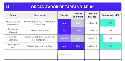 Plantilla De Tabla De Tareas Excel