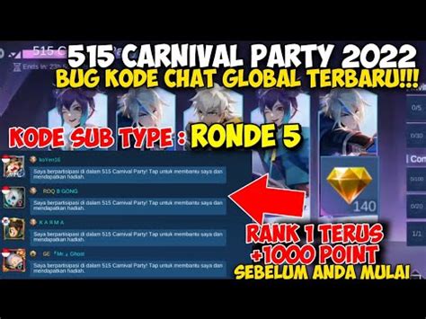 BUG KODE CHAT GLOBAL PROMO DIAMOND 2022 ML TANPA TOA CARA RANK 1 EVENT