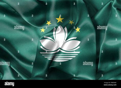 Macao Flag Realistic Waving Fabric Flag Stock Photo Alamy