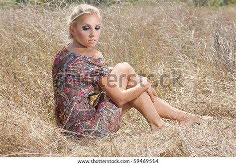 Sexy Blonde Field Stock Photo 59469514 Shutterstock