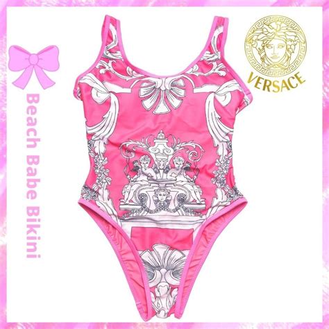 Versace Logo Swimsuit Pink Beach Babe Bikini