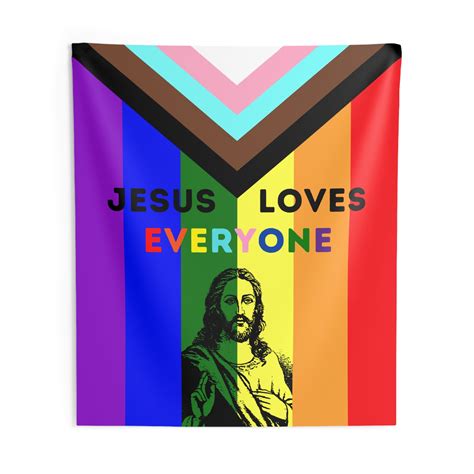 Jesus Loves Everyone LGBTQ Pride Banner Gay Pride Wall Tapestry Pride Jesus Wall Decor LGBTQ
