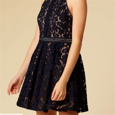 Dresses Nwt Navy And Nude Lace Halter Dress Size L Poshmark