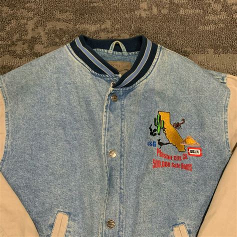 Port Authority Vintage Denim Varsity Jacket Plaster City California