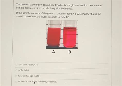 The Two Test Tubes Below Contain Red Blood Cells In A Chegg